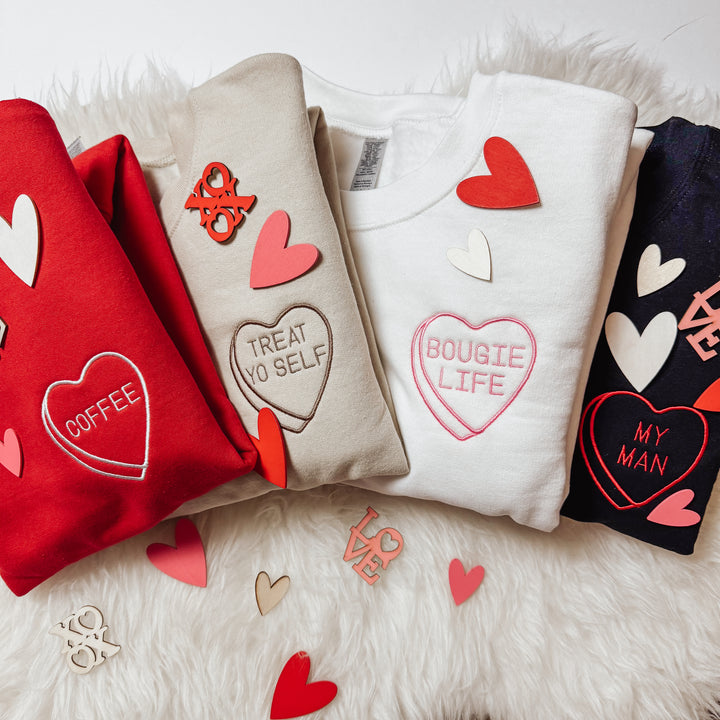 SWEETHEART EMBROIDERED CREW