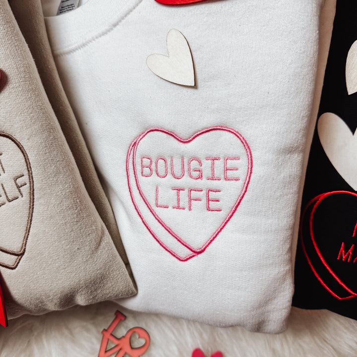 SWEETHEART EMBROIDERED CREW