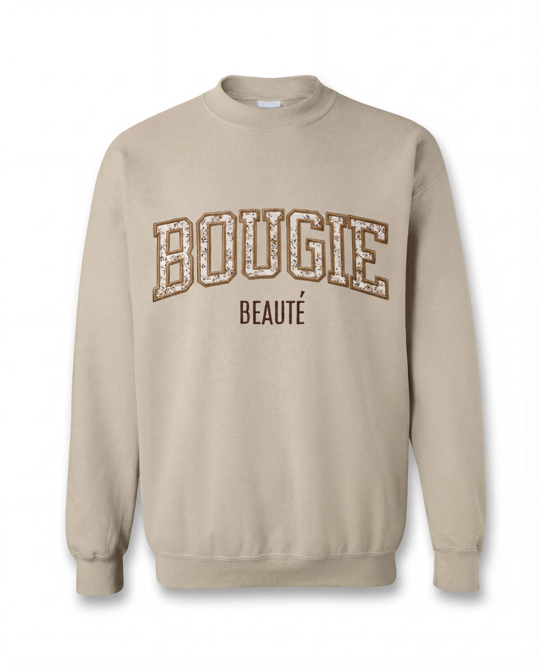 BOUGIE BEAUTY Applique' EMBROIDERED CREW