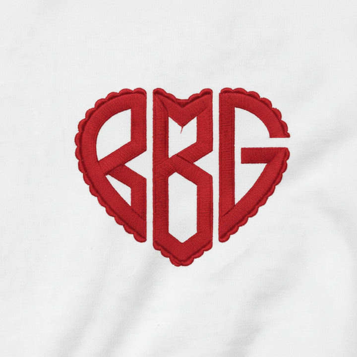 SCALLOPED HEART MONOGRAM CREW