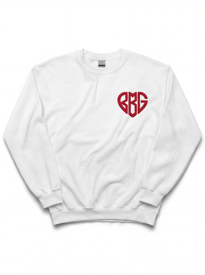 SCALLOPED HEART MONOGRAM CREW