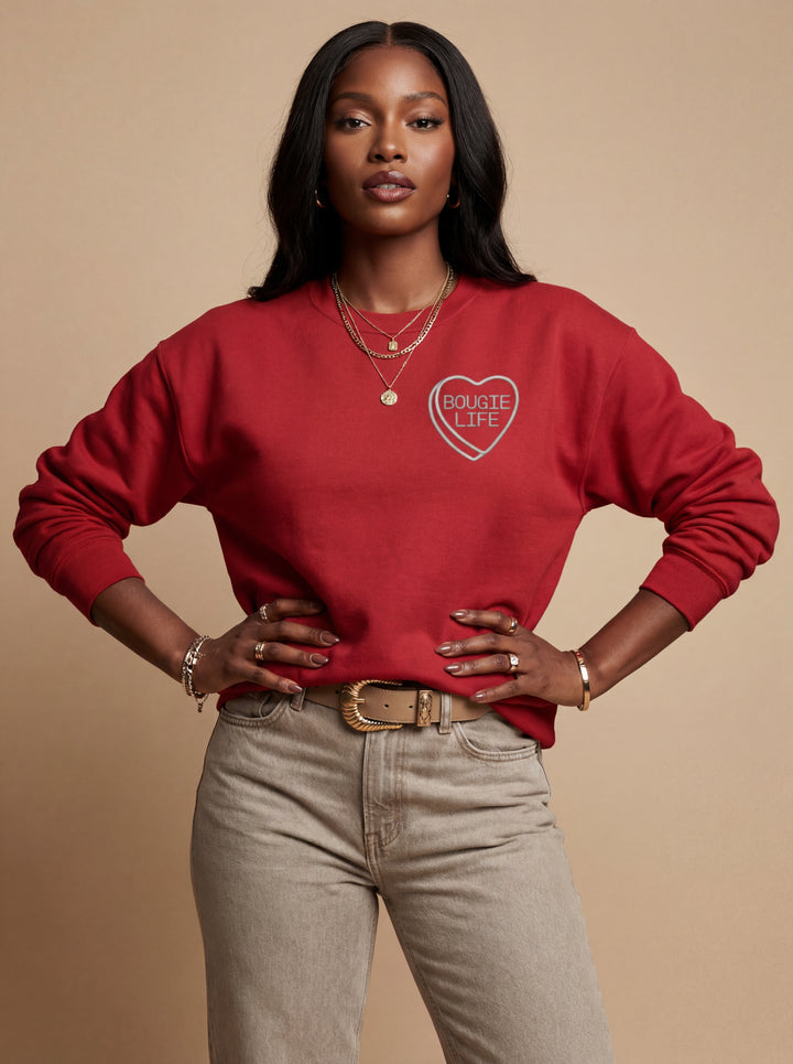 SWEETHEART EMBROIDERED CREW